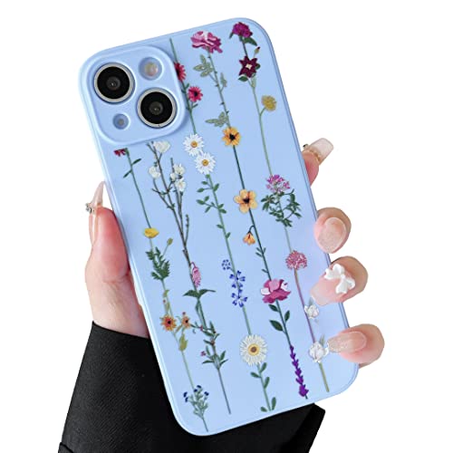 ZTOFERA Blumen Handyhülle Kompatibel mit iPhone 13 Hülle für Mädchen Frauen, Flexibel Weiche Silikon Schutzhülle mit Cute Kletterblumen Muster Stoßfest Bumper Cover für iPhone 13, Violett von ZTOFERA