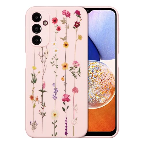 ZTOFERA Blumen Hülle Kompatibel mit Samsung Galaxy A14 5G für Mädchen Frauen, Flexibel Weiche Silikon Schutzhülle mit Cute Kletterblumen Muster Stoßfest Cover, Rosa von ZTOFERA