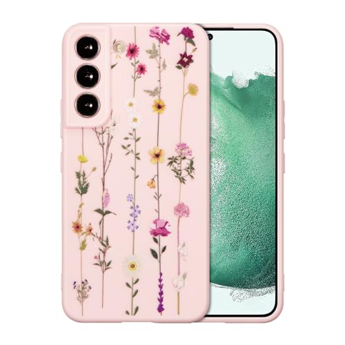 ZTOFERA Blumen Hülle Kompatibel mit Samsung Galaxy S22 Plus/S22+ für Mädchen Frauen, Flexibel Weiche Silikon Schutzhülle mit Cute Kletterblumen Muster Stoßfest Cover, Rosa von ZTOFERA