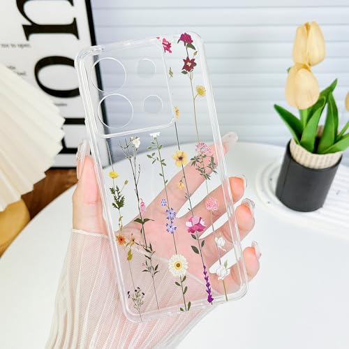 ZTOFERA Durchsichtig Hülle Kompatibel mit Xiaomi Redmi Note 13 Pro 5G (Nicht für 4G) / Poco X6 5G für Mädchen Frauen, Weiches Silikon Schutzhülle mit Cute Kletterblumen Muster Stoßfest Cover, Blumen von ZTOFERA