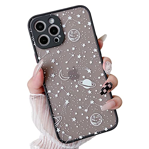 ZTOFERA Handyhülle Kompatibel mit iPhone 14 Pro (6.1 Zoll) Hülle mit Planet Sterne Universum Muster Schutzhülle Matt Harte PC Rückseite mit Silikon Bumper Stoßfest Cover für iPhone 14 Pro, Weiß Sky von ZTOFERA