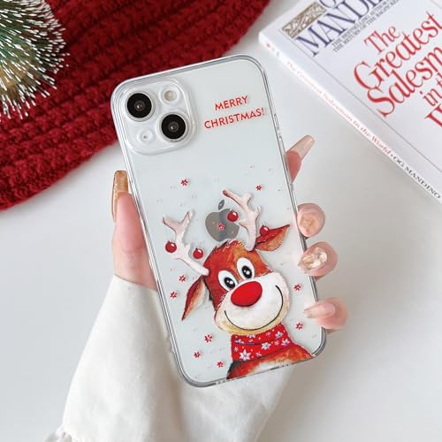 ZTOFERA Weihnachten Handyhülle für iPhone 14, Durchsichtige Transparente Weiche TPU Silikon Hülle mit Aesthetic Christmas Motiv Design für Mädchen Frauen Stoßfest Schutzhülle, Elch von ZTOFERA