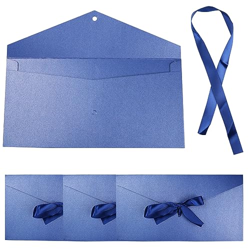 Kraftpapier-Umschläge mit Bändern, 22 x 10,9 cm, Einladungsumschläge für Festival und Party, Seeblau, 4 Stück von ZTXPRO