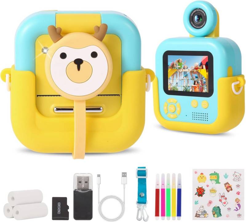 ZUEOKAI Kinderkamera (10x opt. Zoom, mit 1080P Videoaufnahme, Typ-C-USB, 32GB SD-Karte, Silikonhülle) von ZUEOKAI