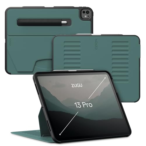 ZUGU iPad Pro 13 Zoll Hülle (M4) 2024 schlanke Schutzhülle 10 Winkel-Ständer magnetisch, Aufladen iPad Stiftes Auto Sleep/Wake Up [ Pro13 Kieferngrün ] von ZUGU CASE