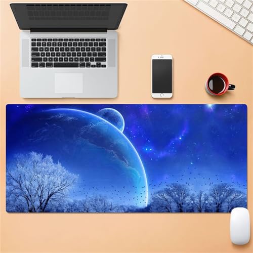 Blaues Universum Mauspad XXL Große Gaming Schreibtisch Tastatur Matte mit Rutschfeste Gummibasis Einer speziellen Oberfläche verbessert Geschwindigkeit und Präzision für PC Laptop 800x400x3mm von ZUNNNANN