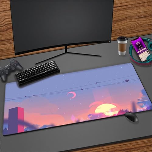 Cartoon Anime Landschaft Mauspad XXL Große Gaming Schreibtisch Tastatur Matte mit Rutschfeste Gummibasis Einer speziellen Oberfläche verbessert Geschwindigkeit und Präzision für PC Laptop 700x400x2mm von ZUNNNANN