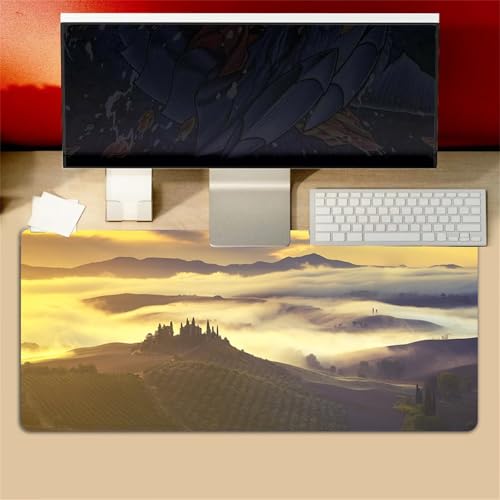 Gaming Mauspad Natürliche Landschaft Gelb Große Mouse Pad XXL Schreibtisch Pad Weiche Glatt Oberfläche und Anti Rutsch Gummi Basis Verbessert Präzision und Geschwindigkei für Zuhause Büro 1200x600x2mm von ZUNNNANN