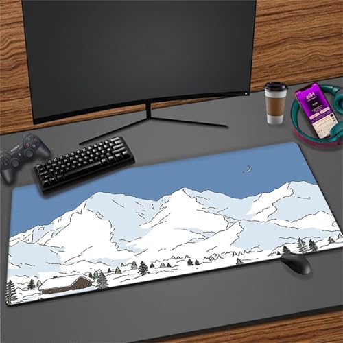 Gaming Mauspad Verschneite Berglandschaft Große Mouse Pad XXL Schreibtisch Pad Weiche Glatt Oberfläche und Anti Rutsch Gummi Basis Verbessert Präzision und Geschwindigkei für Zuhause Büro 700x400x3mm von ZUNNNANN