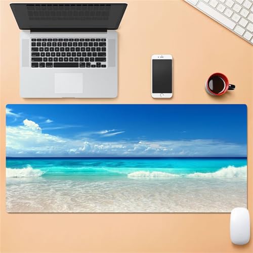 ZUNNNANN Mauspad XXL Gaming Erweiterte Große Mouse Mat Gaming Schreibtischunterlage 1200x600x3mm Tastatur Matte mit rutschfeste Gummibasis und Vernähte Kanten für Zuhause Büro (Grünes Meer) von ZUNNNANN