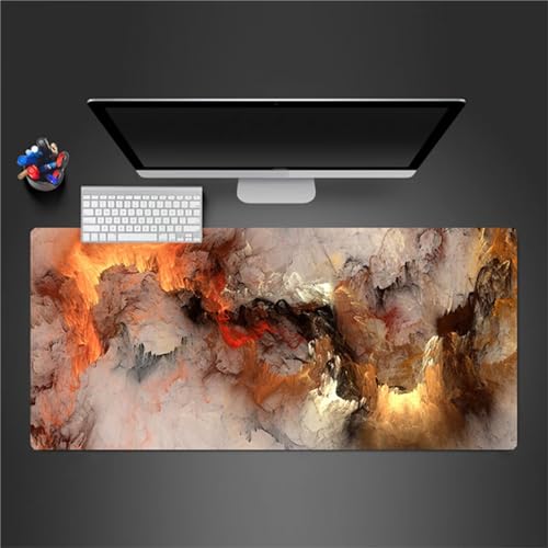 ZUNNNANN Mauspad XXL Gaming Erweiterte Große Mouse Mat Gaming Schreibtischunterlage 600x300x3mm Tastatur Matte mit rutschfeste Gummibasis und Vernähte Kanten für Zuhause Büro (Gelb Rot) von ZUNNNANN