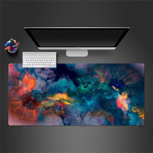 ZUNNNANN Mauspad XXL Gaming Erweiterte Große Mouse Mat Gaming Schreibtischunterlage 700x400x2mm Tastatur Matte mit rutschfeste Gummibasis und Vernähte Kanten für Zuhause Büro (Blau Orange Rot) von ZUNNNANN