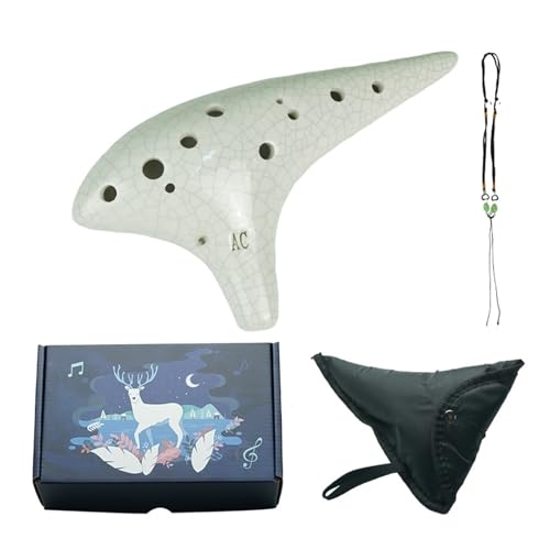 ocarina flöte Professionelle 12-Loch-Okarina C-Tonart-Alto-Okarina(White) von ZXFJYUIP