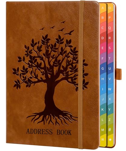 Adressbuch mit farbenfrohen alphabetischen Registerkarten (21,3 x 14,8 cm) - Hardcover-Telefon- und Kontakt-Organizer, mit Platz für wichtige Website-Passwörter und Softwarelizenzen von ZXHQ