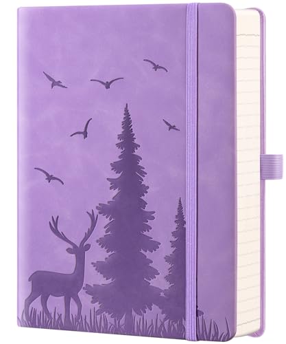 ZXHQ 365 Seiten A5 (15,8 x 21,5 cm) Liniertes Notizbuch - College-Ruling, Ledergebundener Einband, 100 g/m² dickes Papier, feine Innentasche - Lavendel von ZXHQ