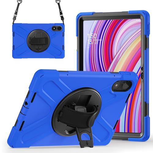 Schutzhülle für Redmi Pad Pro 12.1/XiaoMi Poco Pad 12.1, mit Handschlaufe, drehbarem Ständer, Schultergurt, tragbar, Hybrid, stoßfest (Blau) von ZXHYliang