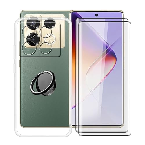 ZXLZKQ Hülle für Infinix Note 40 Pro 5G (6.78 Zoll) mit 2 Stück + Gehärtetem Glasfolie + 360° Rotating Magnet Ring Ständer, Weiches Silikon Anti-Kratzen Handyhülle Tasche für Infinix Note 40 Pro 5G von ZXLZKQ