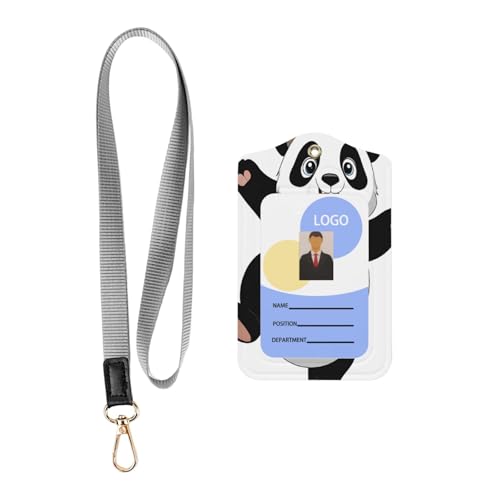 Ausweishalter mit Panda-Aufdruck, hochwertiges Kunstleder, doppelseitiges Design mit bequemem Umhängeband für Büro, Gesundheitswesen, Schule, einfaches Scannen, wasserdichtes Fenster Ausweishalter mit Panda-Aufdruck, hochwertiges Kunstleder, doppelseitiges Design mit bequemem Umhängeband für Büro, Gesundheitswesen, Schule, einfaches Scannen, wasserdichtes Fenster von ZXMDZTSS