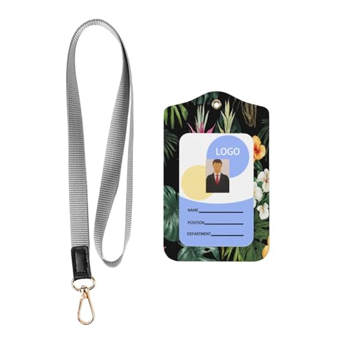 Tropische Blumen – Premium-Kunstleder-Ausweishalter, doppelseitiges Design mit bequemem Umhängeband für Büro, Gesundheitswesen, Schule, einfaches Scannen, wasserdichtes Fenster Tropische Blumen – Premium-Kunstleder-Ausweishalter, doppelseitiges Design mit bequemem Umhängeband für Büro, Gesundheitswesen, Schule, einfaches Scannen, wasserdichtes Fenster von ZXMDZTSS