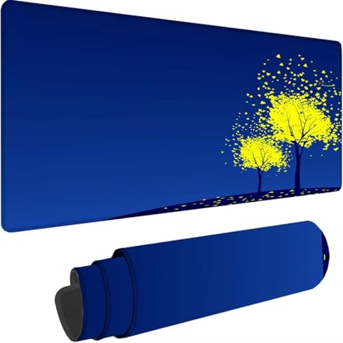 Gaming Mauspad Blau Mousepad xxl 600x300 mm Baum, Schreibtischunterlage Groß Rutschfeste Gummibasis, Mouse Pad Groß Vernähte Kanten, Wassxerdicht, Anti-Rutsch für Pc, Gaming Zubehör, Büro, Zuhause K-7 von ZXYETTBD