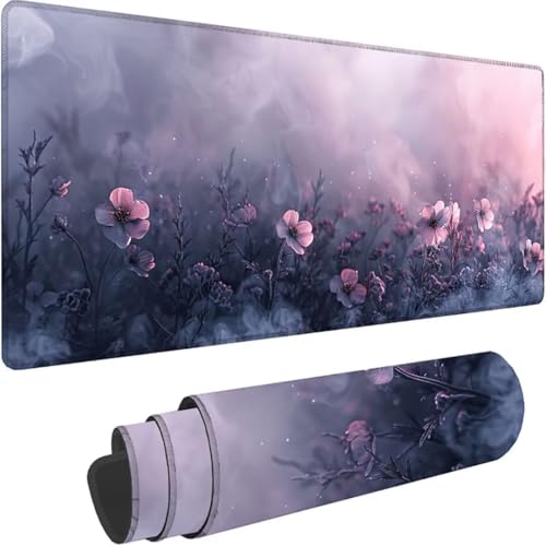 Gaming Mauspad Rosa Mousepad xxl 600 x 300mm Blume, Schreibtischunterlage Groß Rutschfeste Gummibasis, Mouse Pad Groß Vernähte Kanten, Wassxerdicht, Anti-Rutsch für Pc, Gaming Zubehör, Zuhause Z-h von ZXYETTBD