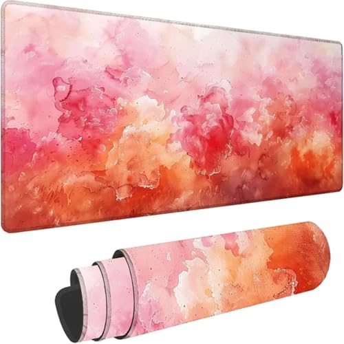 Gaming Mauspad Rosa Mousepad xxl 800 x 300 Abstrakt, Schreibtischunterlage Groß Rutschfeste Gummibasis, Mouse Pad Groß mit Vernähte Kanten Wassxerdicht für Pc, Gaming Zubehör, Büro, Zuhause 1-3 von ZXYETTBD