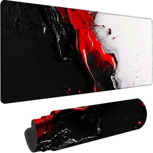 Gaming Mauspad Rot Mousepad xxl 700 x 300mm Graffiti, Schreibtischunterlage Groß Rutschfeste Gummibasis, Mouse Pad Groß mit Vernähte Kanten Wassxerdicht für Pc, Gaming Zubehör, Büro, Zuhause Q-v von ZXYETTBD