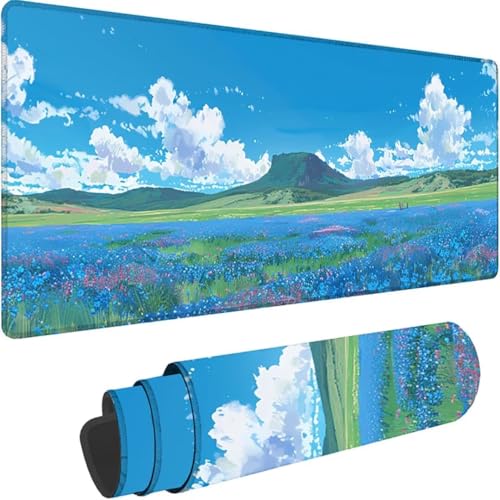 Mousepad xxl 1000 x 500mm, Blau Mauspad Landschaft Großes Mauspad Gaming mit Motiv, Genähte Kante Tischunterlage Large Size, Verbessert Präzision und Geschwindigkeit, Wasserdicht Mouse Pad, deko Y-7 von ZXYETTBD