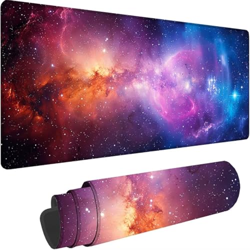 Mousepad xxl 1200 x 600mm, Lila Mauspad Sternenhimmel Großes Mauspad Gaming mit Motiv, Genähte Kante Tischunterlage Large Size, Verbessert Präzision und Geschwindigkeit, Wasserdicht Mouse Pad 6-3 von ZXYETTBD