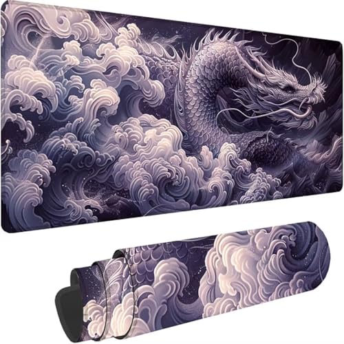 Mousepad xxl 1500 x 800, Grau Mauspad Drache Großes Mauspad Gaming mit Motiv, Rutschfeste Genähte Kante, Tischunterlage Large Size, Verbessert Präzision und Geschwindigkeit, Wasserdicht Mouse Pad N-n von ZXYETTBD