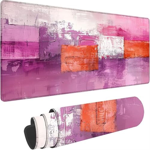 Mousepad xxl 1500 x 800mm, Rosa Mauspad Abstrakt Großes Mauspad Gaming mit Motiv, Genähte Kante Tischunterlage Large Size, Verbessert Präzision und Geschwindigkeit, Wasserdicht Mouse Pad, Deko 6-2 von ZXYETTBD