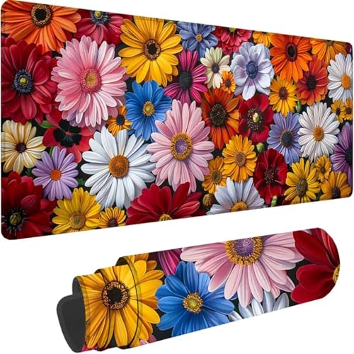 Mousepad xxl 1500x800 mm, Rosa Mauspad Blume Großes Mauspad Gaming mit Motiv, Rutschfeste Genähte Kante, Tischunterlage Large Size, Verbessert Präzision und Geschwindigkeit, Wasserdicht Mouse Pad F-0 von ZXYETTBD