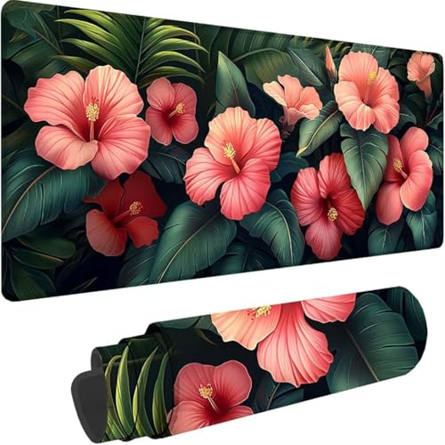 Mousepad xxl 1500x800 mm, Rosa Mauspad Blume Großes Mauspad Gaming mit Motiv, Rutschfeste Genähte Kante, Tischunterlage Large Size, Verbessert Präzision und Geschwindigkeit, Wasserdicht Mouse Pad 8-i von ZXYETTBD