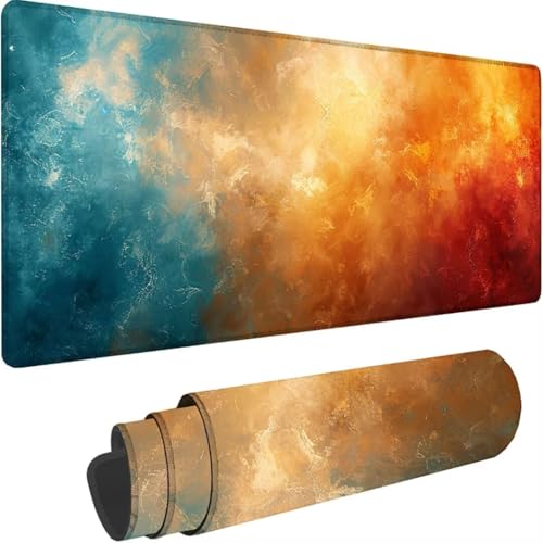 Mousepad xxl 900 x 400, Blau Mauspad Abstrakt Großes Mauspad Gaming mit Motiv, Rutschfeste Genähte Kante, Tischunterlage Large Size, Verbessert Präzision und Geschwindigkeit, Wasserdicht Mouse Pad X-9 von ZXYETTBD