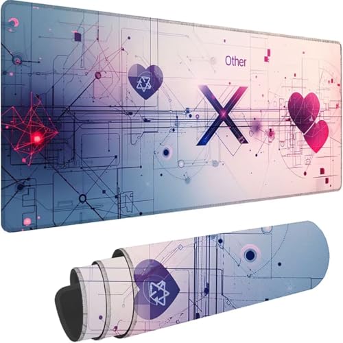 Mousepad xxl 900 x 400mm, Schwarz Mauspad Herz Großes Mauspad Gaming mit Motiv, Rutschfeste Genähte Kante, Tischunterlage Large Size, Verbessert Präzision und Geschwindigkeit,Wasserdicht Mouse Pad 3-o von ZXYETTBD