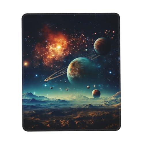 ZXZUCVE Mauspad mit Galaxie-Mond-Motiv und genähten Kanten, Premium-Textur-Mauspad, rutschfeste Gummiunterseite, Mauspad für Gaming, Laptop, Computer von ZXZUCVE