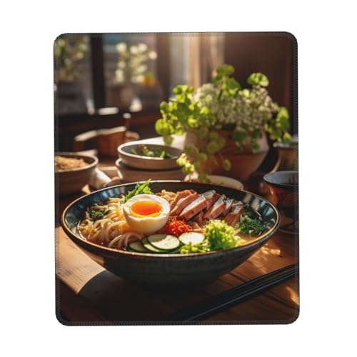 ZXZUCVE Sweet Ramen Print Mauspad mit genähten Kanten, Premium-Textur-Mauspad, rutschfeste Gummiunterseite, Mauspad für Gaming Laptop Computer von ZXZUCVE