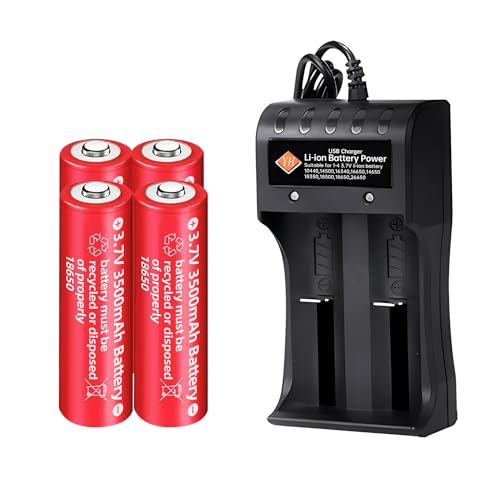 ZYGY 4PCS 3.7V 3500mAh Batterie mit USB-Ladegerät für Taschenlampen, kleine Lüfter, Mobile Netzteile, Bühnenspieler, Wecker, intelligente Möbel und Solarleuchten von ZYGY