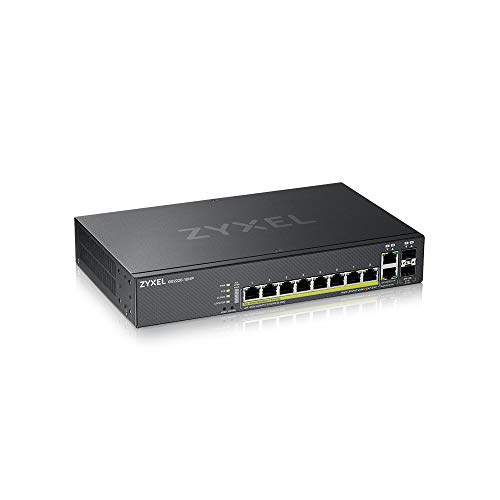 Zyxel Gigabit Ethernet Layer 2 Managed PoE+ Switch mit 8 Ports, einem Budget von 180 W, Zwei Gigabit-Combo-Ports und Hybrid-Cloud-Modus [GS2220-10HP], GS2220-10HP-EU0101F von ZYXEL