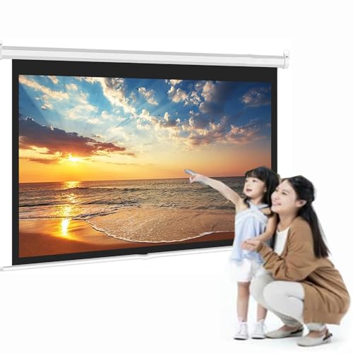 ZYXQQJ Rollo-Leinwand 16:9 Heimkino Beamer Leinwand Tragbare Projektionswand Wandmontage Projektion Leinwand 50 Zoll, 60 Zoll, 72 Zoll(4:3,60inch) von ZYXQQJ