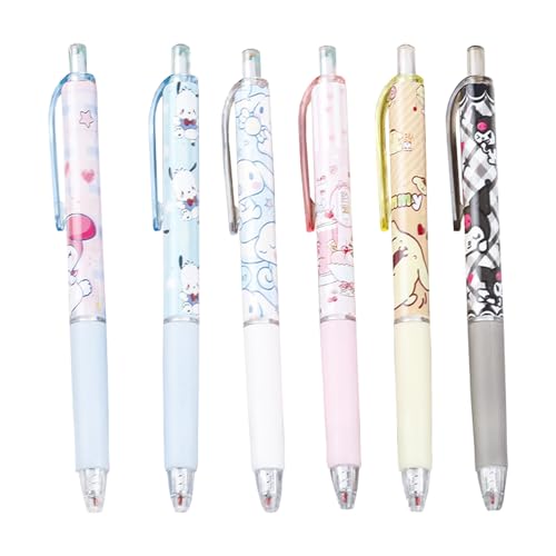 RHYII 6 Stück Karikatur Charakter Stift Kawaii Karikatur Stift Niedliche Cartoon Gel Stifte 0,5 mm schwarze Tinte Gel Stifte Animation Gelschreiber Set Cartoon Kugelschreiber für Kinder von RHYII