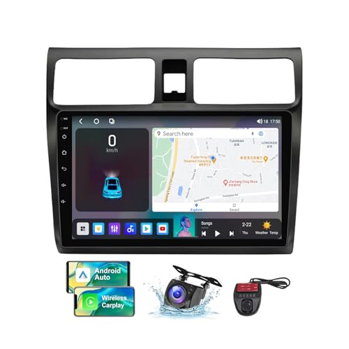 Android 13 Double DIN GPS Car Radio für Suzuki Swift 3 2003-2010 mit Carplay Android Auto 9 Zoll HD Touchscreen FM RDS DAB+ Autoradio Bluetooth 5.0 WiFi GPS SWC + DVR Camera(NF-7) von ZZPHKK