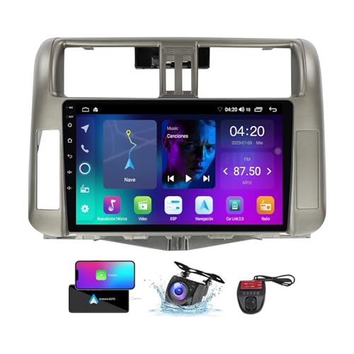 ZZPHKK 9 Zoll Android 13 Double DIN Car DAB+ Radio für Toyota Land Cruiser Prado 150 2009-2013 mit CarPlay Android Bluetooth/4G WiFi/FM RDS Auto Radio Player/Lenkradsteuerung/DSP Stereo(NF-1) von ZZPHKK