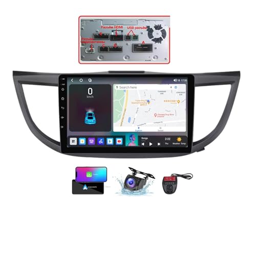 ZZPHKK Android 13 10 Zoll QLED Touchscreen Autoradio Stereo für Honda CRV 4 RM RE 2011-2018 mit Wireless Carplay Android Auto/Car Local Weather/SWC/DSP/FM RDS DAB+ Radio/Bluetooth 5.0/GPS(B,NF-3) von ZZPHKK