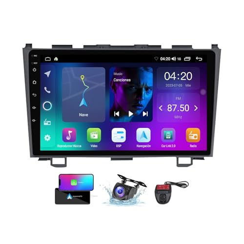 ZZPHKK Android 13 9 Zoll QLED Touchscreen Autoradio Stereo für Honda CRV CR-V 3 RE 2006-2012 mit Wireless Carplay Android Auto/Car Local Weather/SWC/DSP/FM RDS DAB+ Radio/Bluetooth 5.0/GPS(NF-1) von ZZPHKK