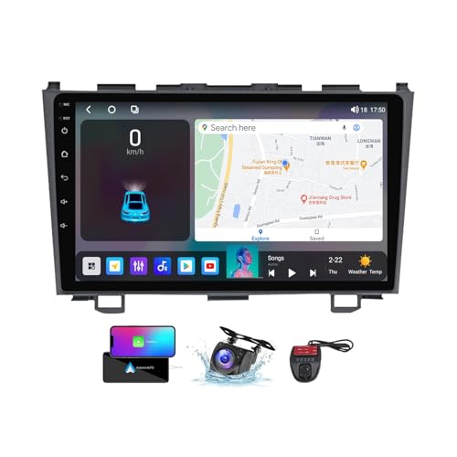 ZZPHKK Android 13 9 Zoll QLED Touchscreen Autoradio Stereo für Honda CRV CR-V 3 RE 2006-2012 mit Wireless Carplay Android Auto/Car Local Weather/SWC/DSP/FM RDS DAB+ Radio/Bluetooth 5.0/GPS(NF-6) von ZZPHKK