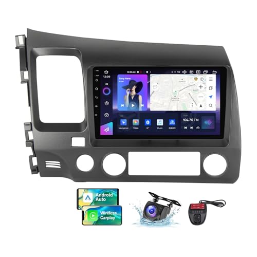 ZZPHKK Android 13 Autoradio für Honda Civic 8 2005-2012 mit Navi Carplay Android Auto丨9 Zoll Doppel Din Auto Radio Touch Display mit DSP FM AM RDS DAB+ Bluetooth 5.0 Lenkradsteuerung(NF-7) von ZZPHKK