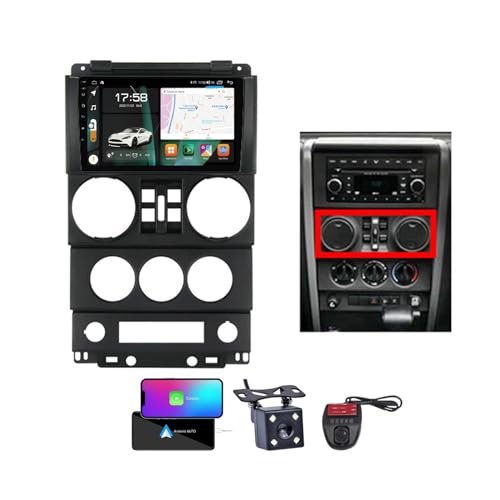 ZZPHKK Android 13 Autoradio für Jeep Wrangler 3 JK 2008-2010 mit Carplay Android Auto, 9 Zoll Auto Stereo Radio mit Carplay Android Auto Bluetooth 5.0 GPS FM/RDS Radio SWC Rückfahrkamera(A,NF-5) von ZZPHKK