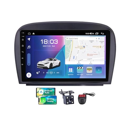 ZZPHKK Android 13 Autoradio für Mercedes Benz SL R230 SL350 2001-2007 9 Zoll Touch Display Auto Radio Player mit Carplay Android Auto/DSP/4G WiFi/FM RDS DAB+/BT 5.0 Freisprecheinrichtung(NF-5) von ZZPHKK