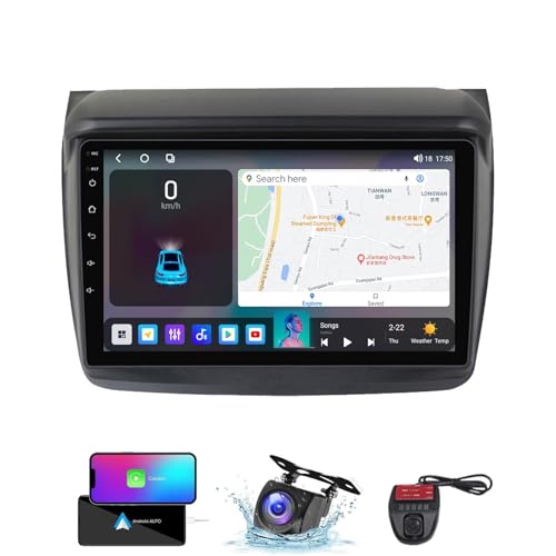 ZZPHKK Android 13 Autoradio für Mitsubishi L200 4/Pajero Sport 2 2008-2016 mit 9 Zoll Auto Stereo Radio mit 4G WiFi Carplay Android Auto Bluetooth 5.0 GPS FM/RDS Radio SWC Rückfahrkamera(NF-5) von ZZPHKK